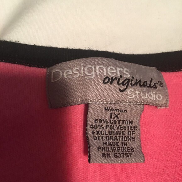 Designer Original shirt Women 1X pink embroidered shoes purses 3/4 sleeve Barbie - Picture 3 of 7